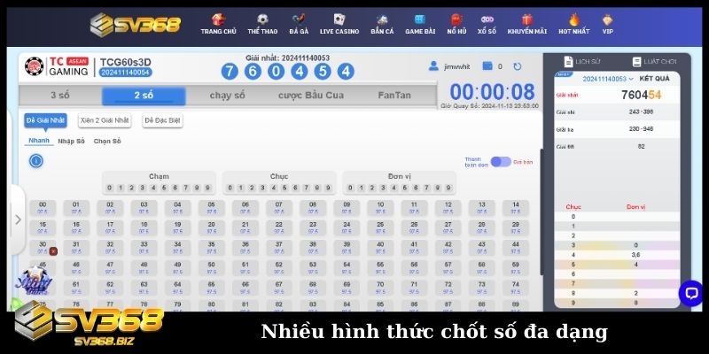 Nhiều hình thức chốt số đa dạng
