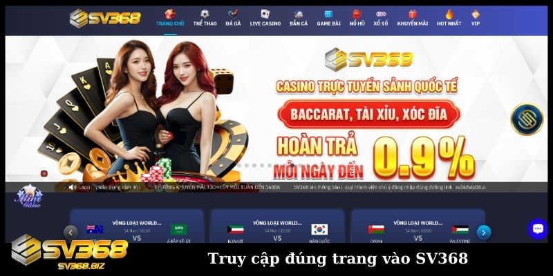 Truy cập đúng trang vào SV368